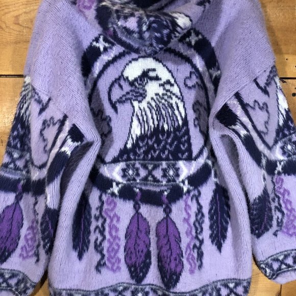 Vintage Tejidos Imalaya Wool Full Zip EAGLE NATIVE AMERICAN Jacket Womens  Sz L - Picture 10 of 11